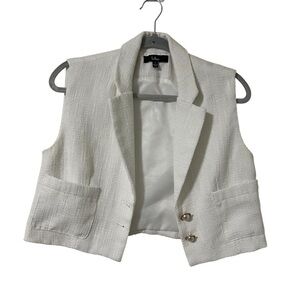 Lulu's Elegant Cream Textured Vest Size small 90s style bride wedding